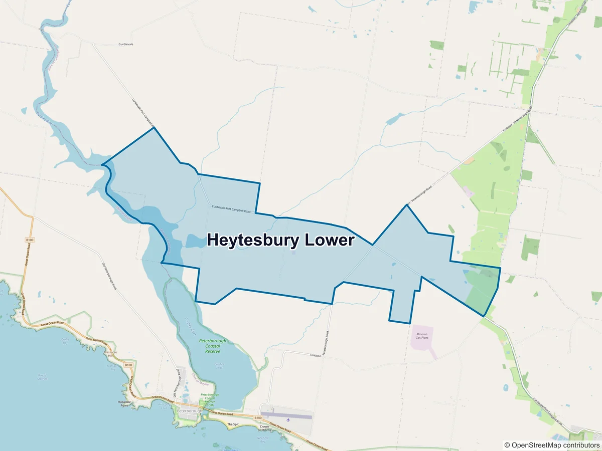 Map of Heytesbury Lower, VIC, Australia