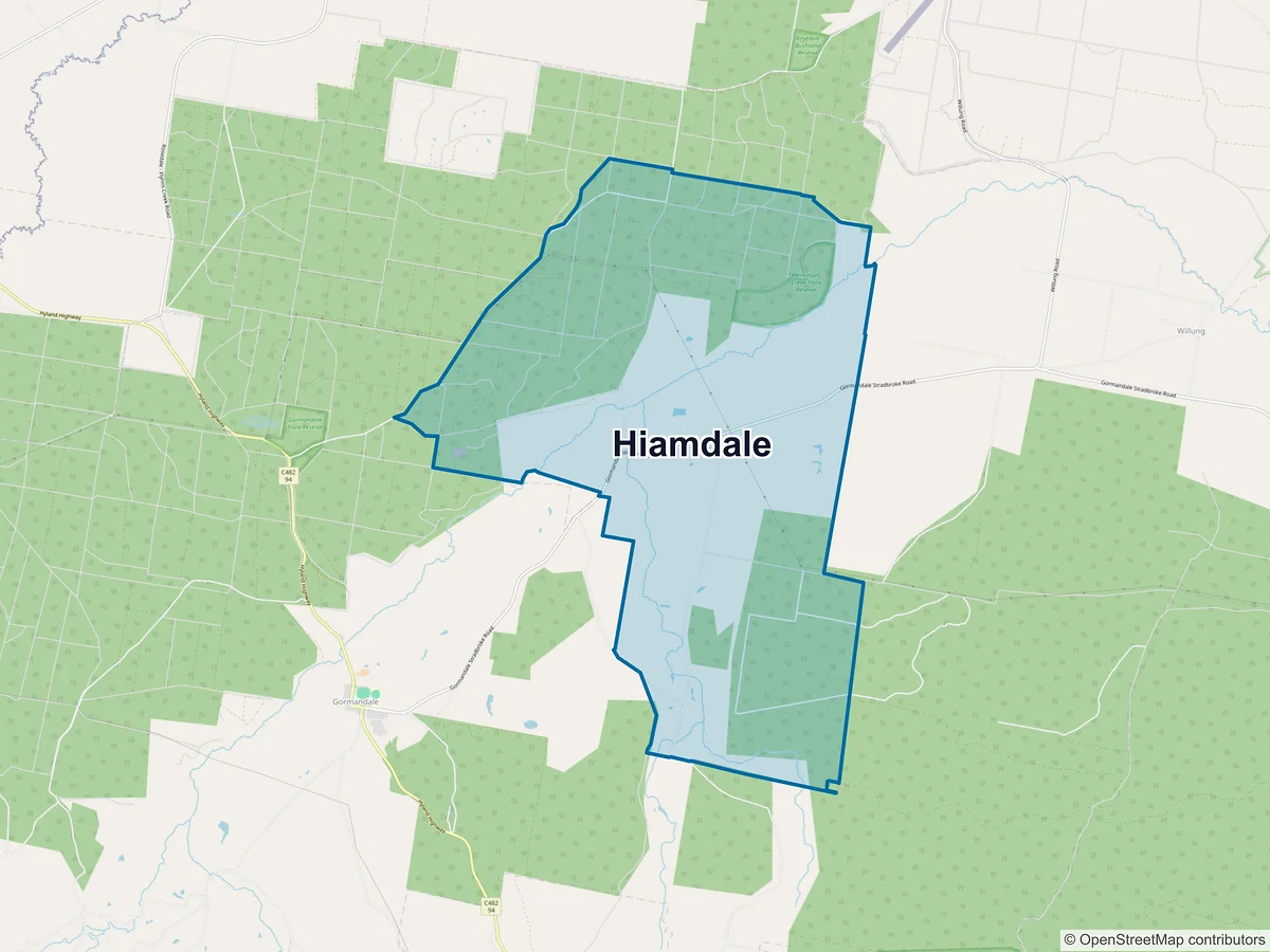 Map of Hiamdale, VIC, Australia