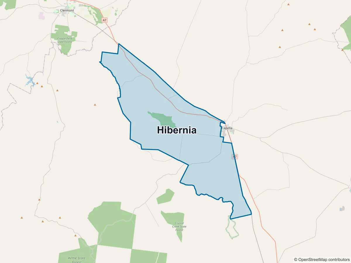 Map of Hibernia, QLD, Australia