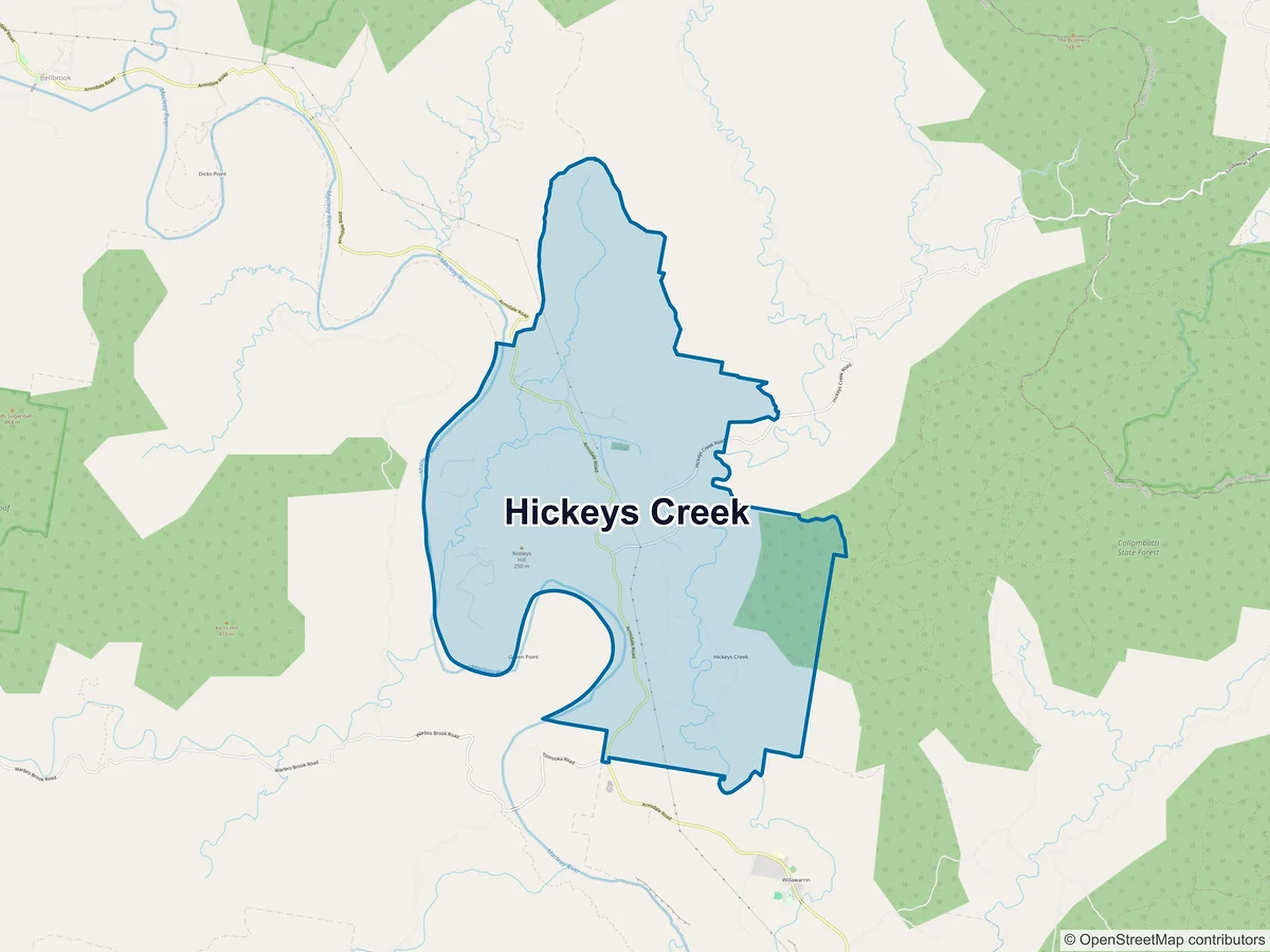 Map of Hickeys Creek, NSW, Australia