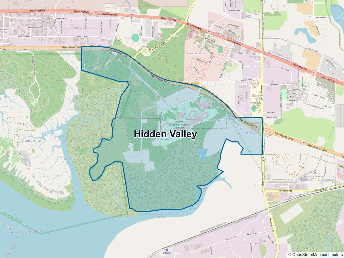 Map of Hidden Valley, NT, Australia