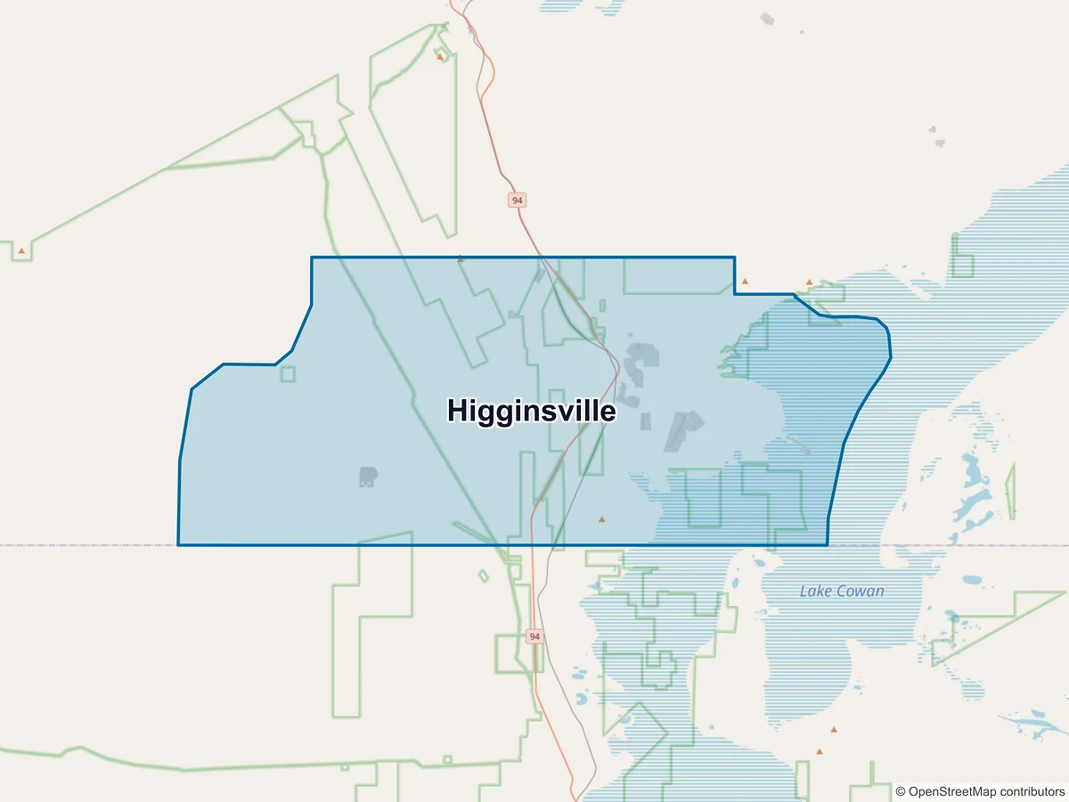 Map of Higginsville, WA, Australia