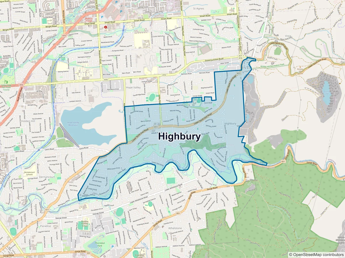 Map of Highbury, SA, Australia