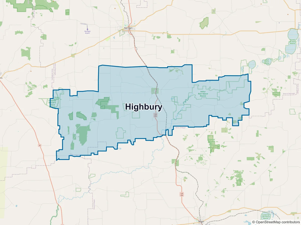 Map of Highbury, WA, Australia