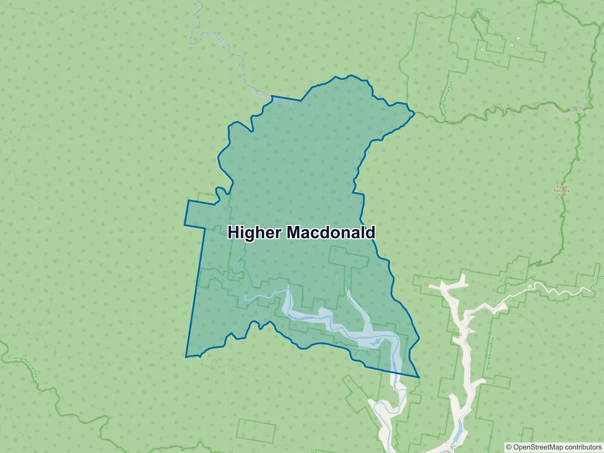 Map of Higher Macdonald, NSW, Australia