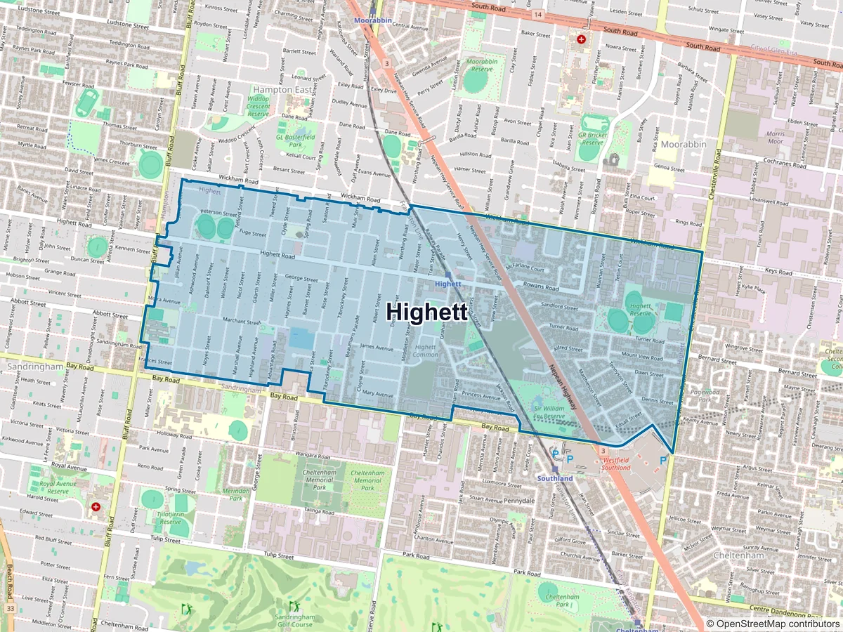 Map of Highett, VIC, Australia