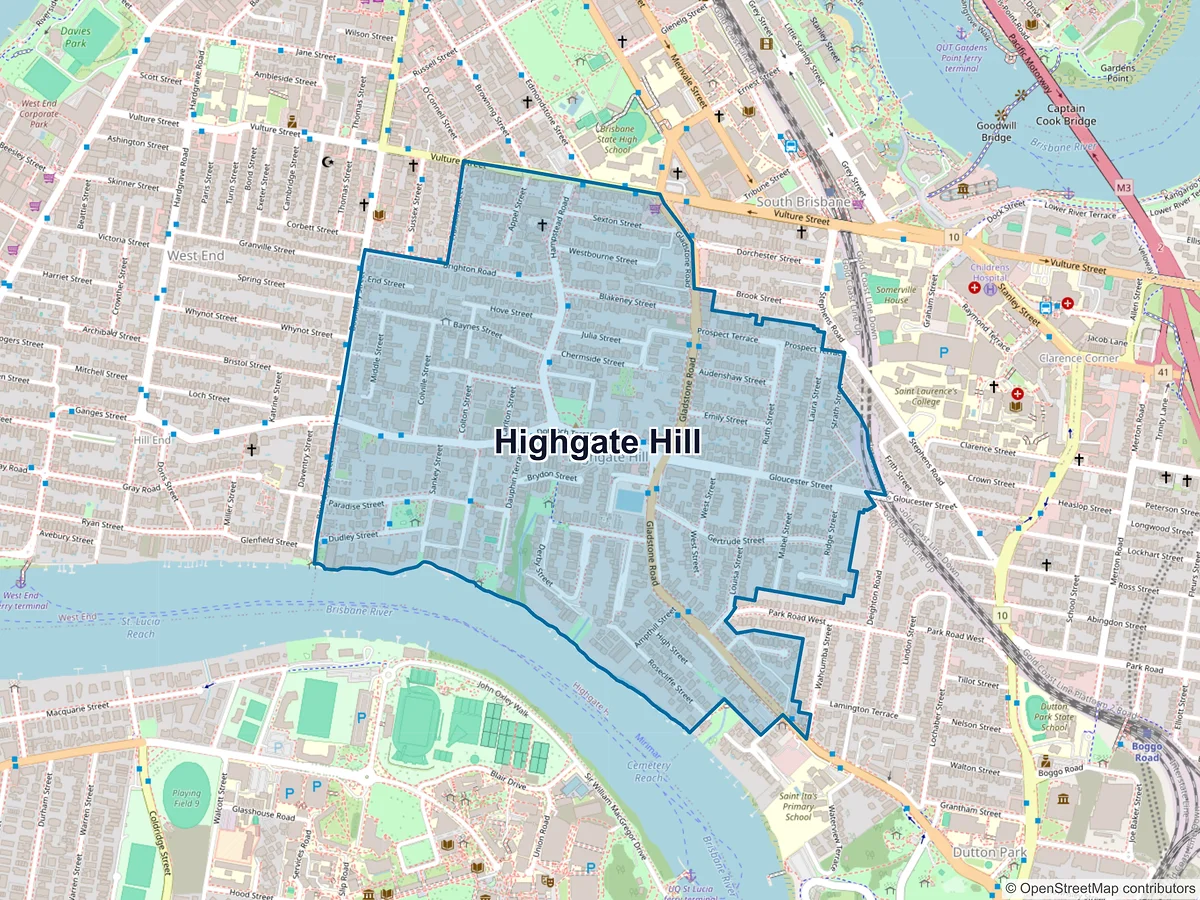 Map of Highgate Hill, QLD, Australia