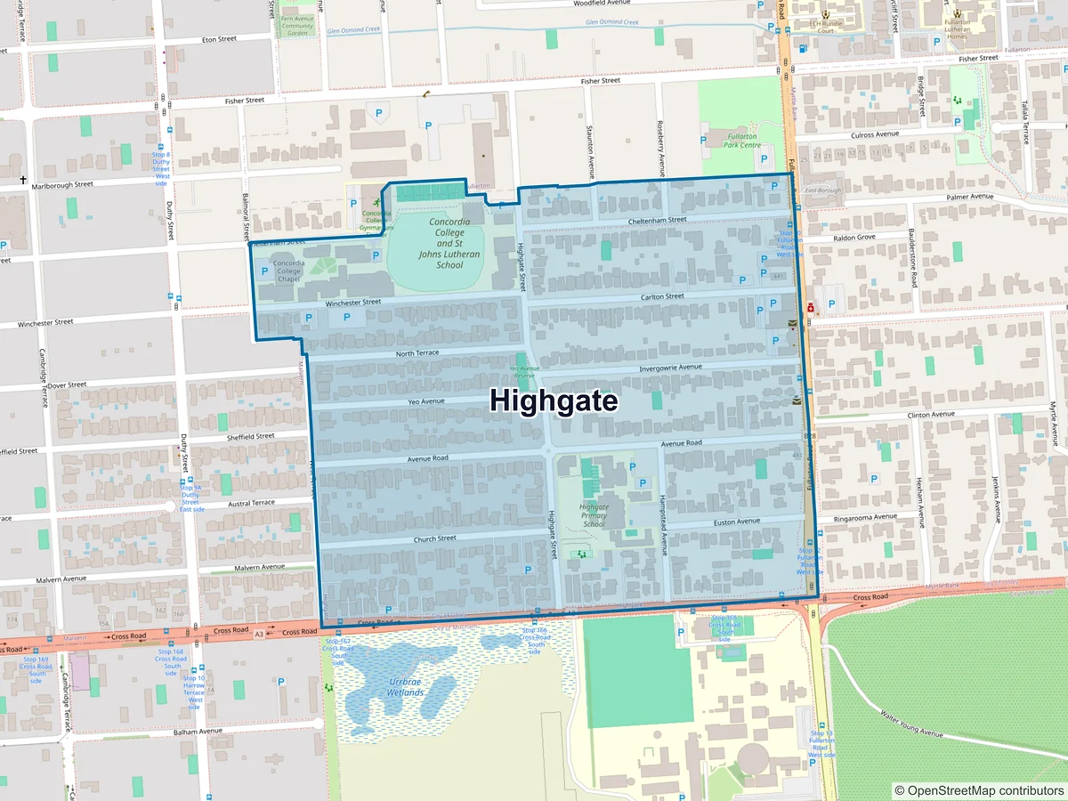 Map of Highgate, SA, Australia