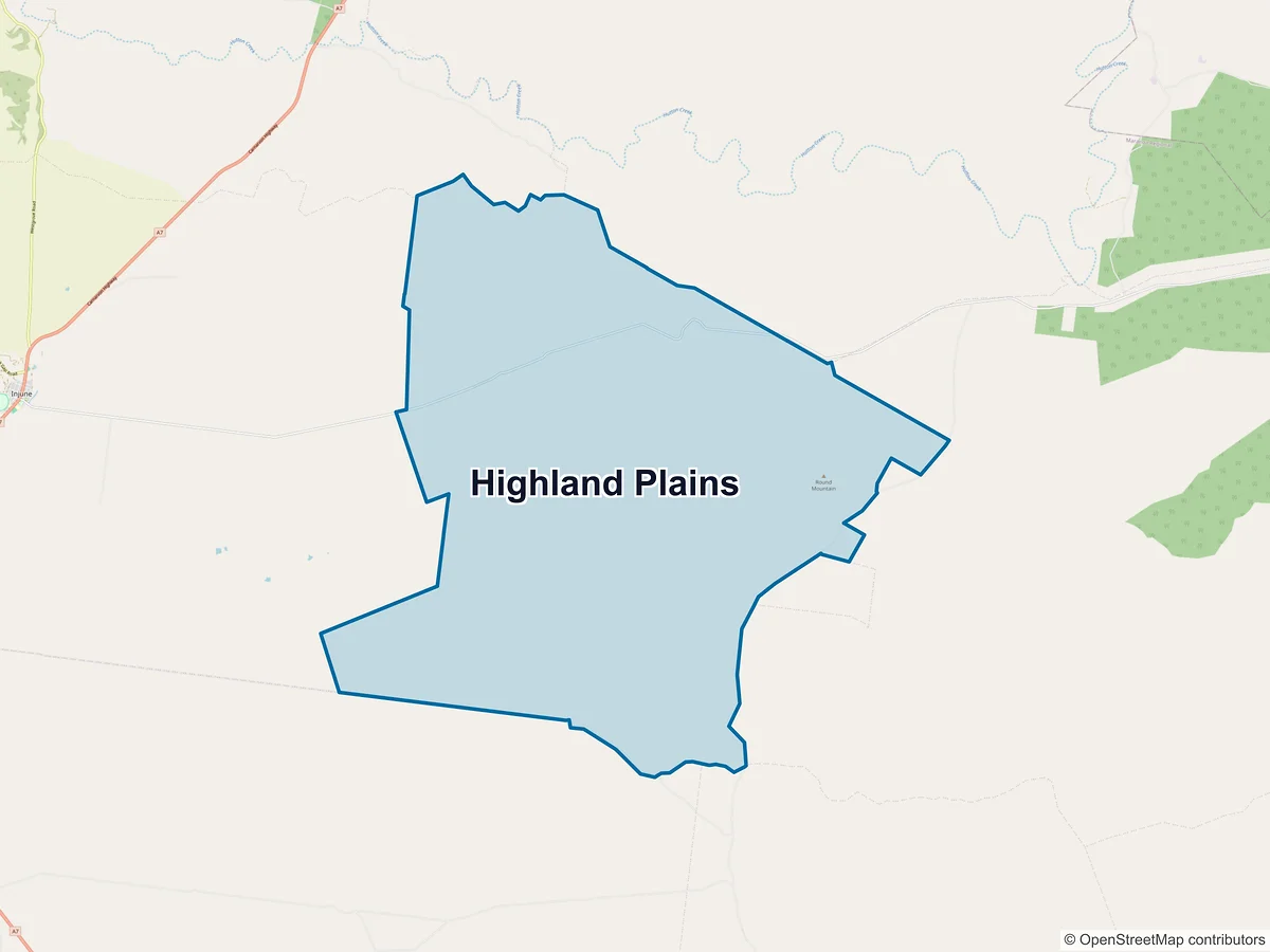 Map of Highland Plains, QLD, Australia