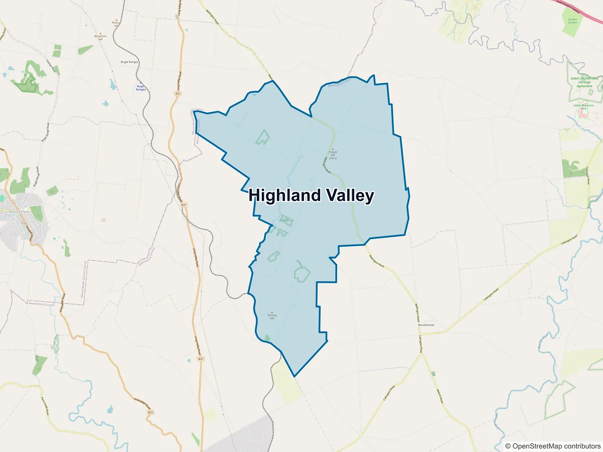 Map of Highland Valley, SA, Australia