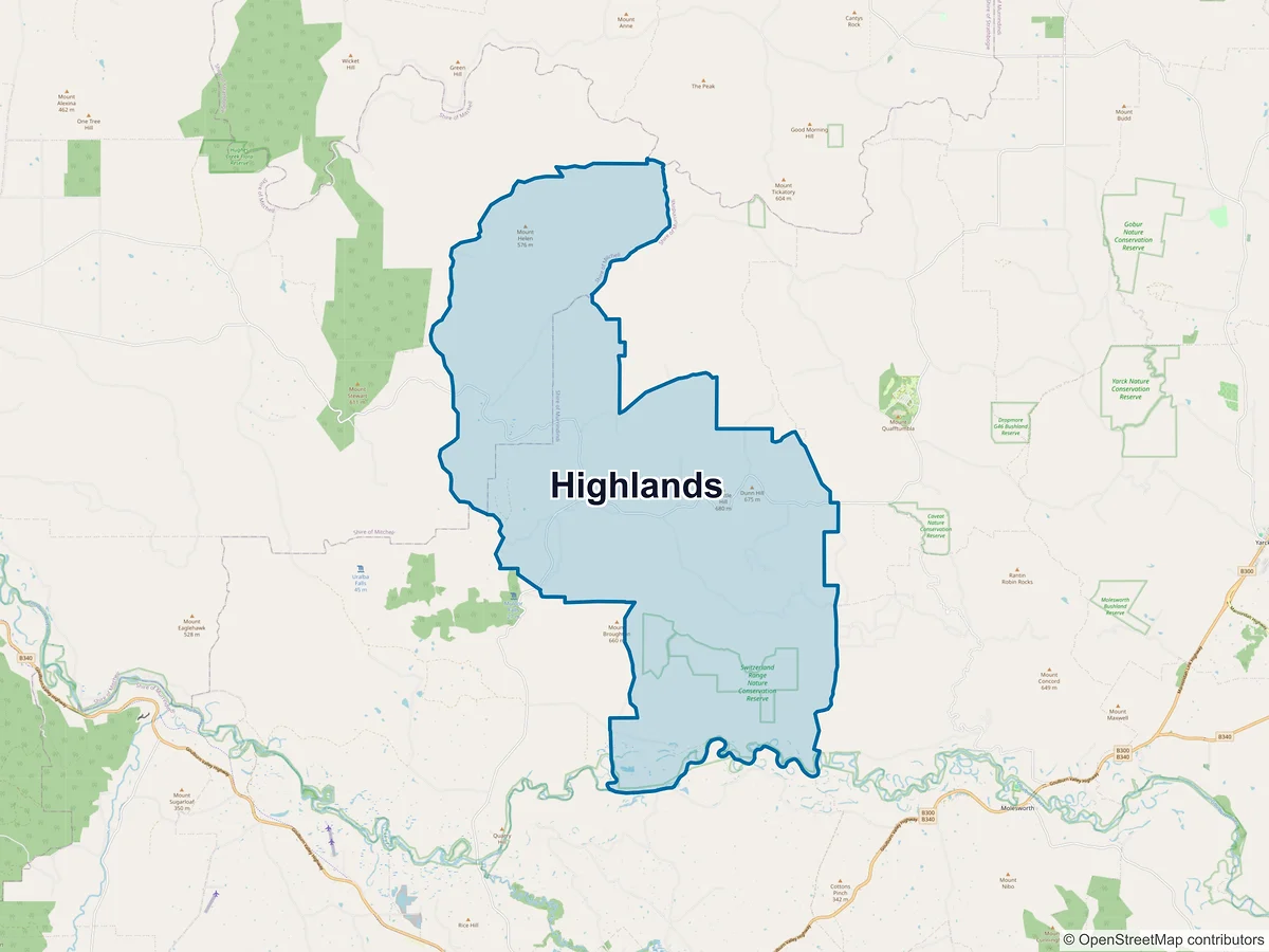 Map of Highlands, VIC, Australia