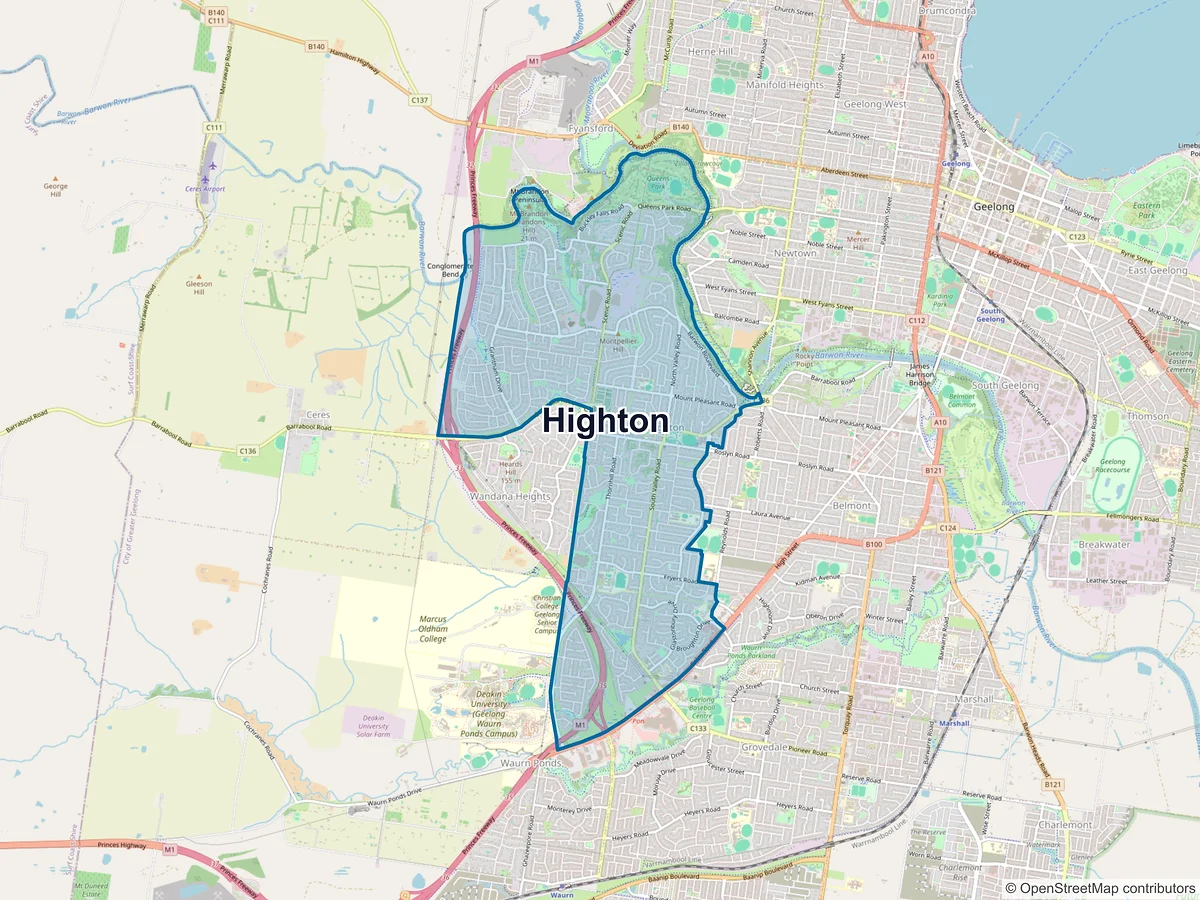 Map of Highton, VIC, Australia