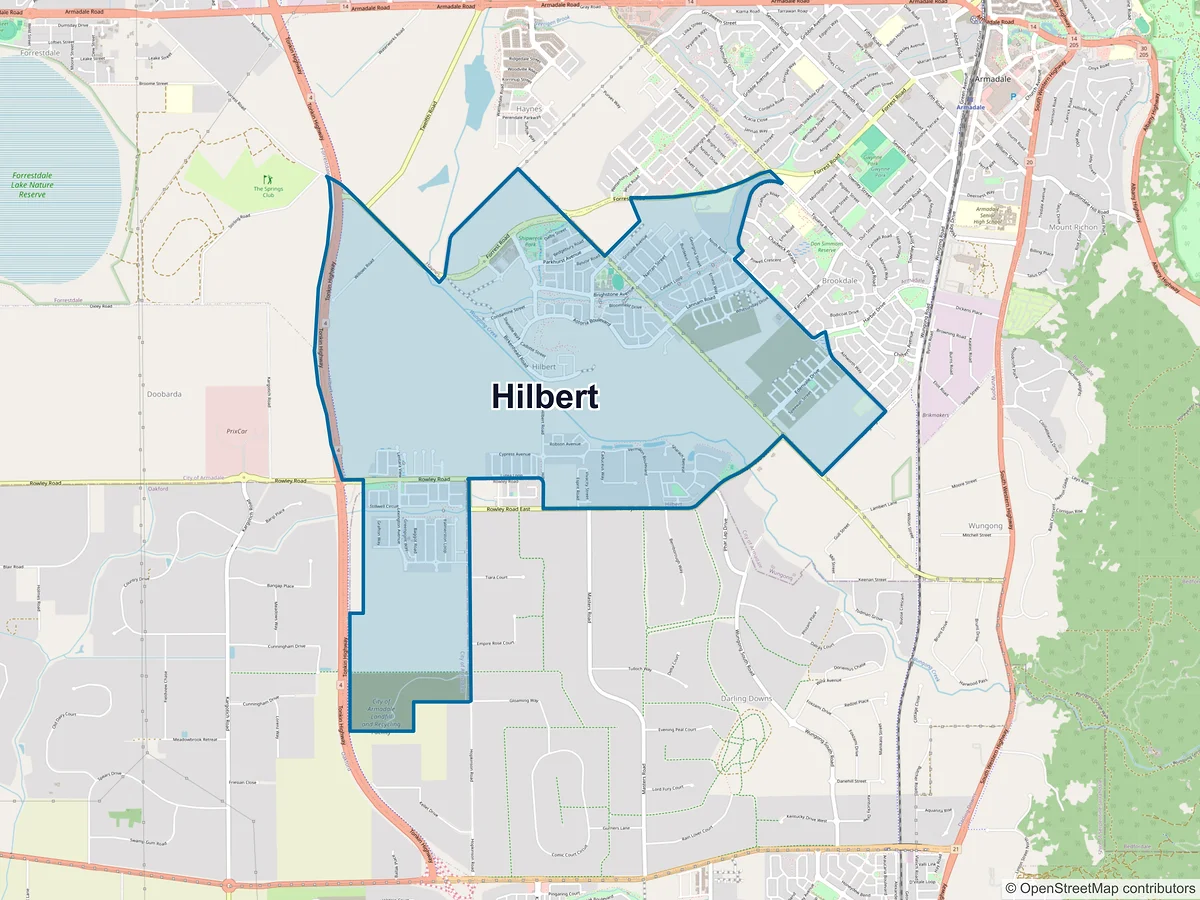 Map of Hilbert, WA, Australia