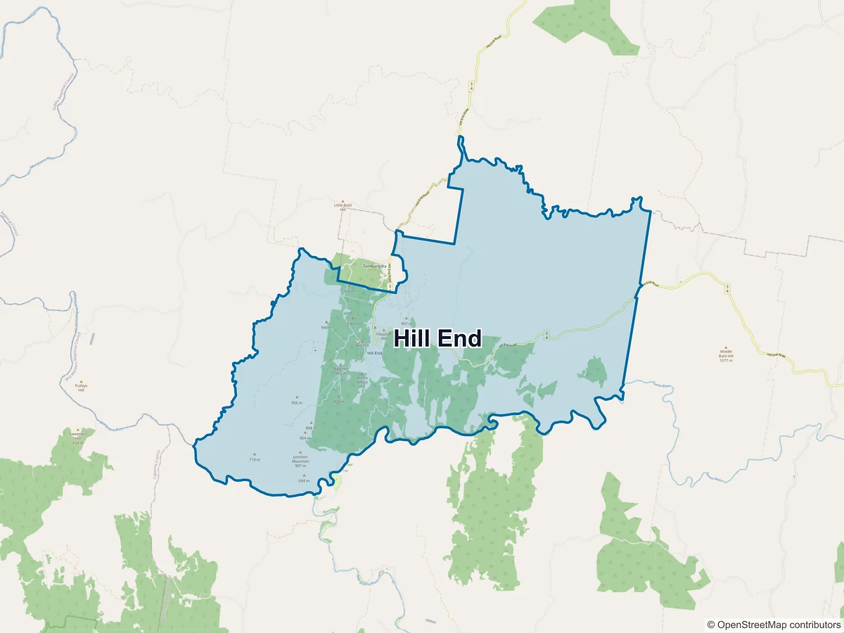 Map of Hill End, NSW, Australia