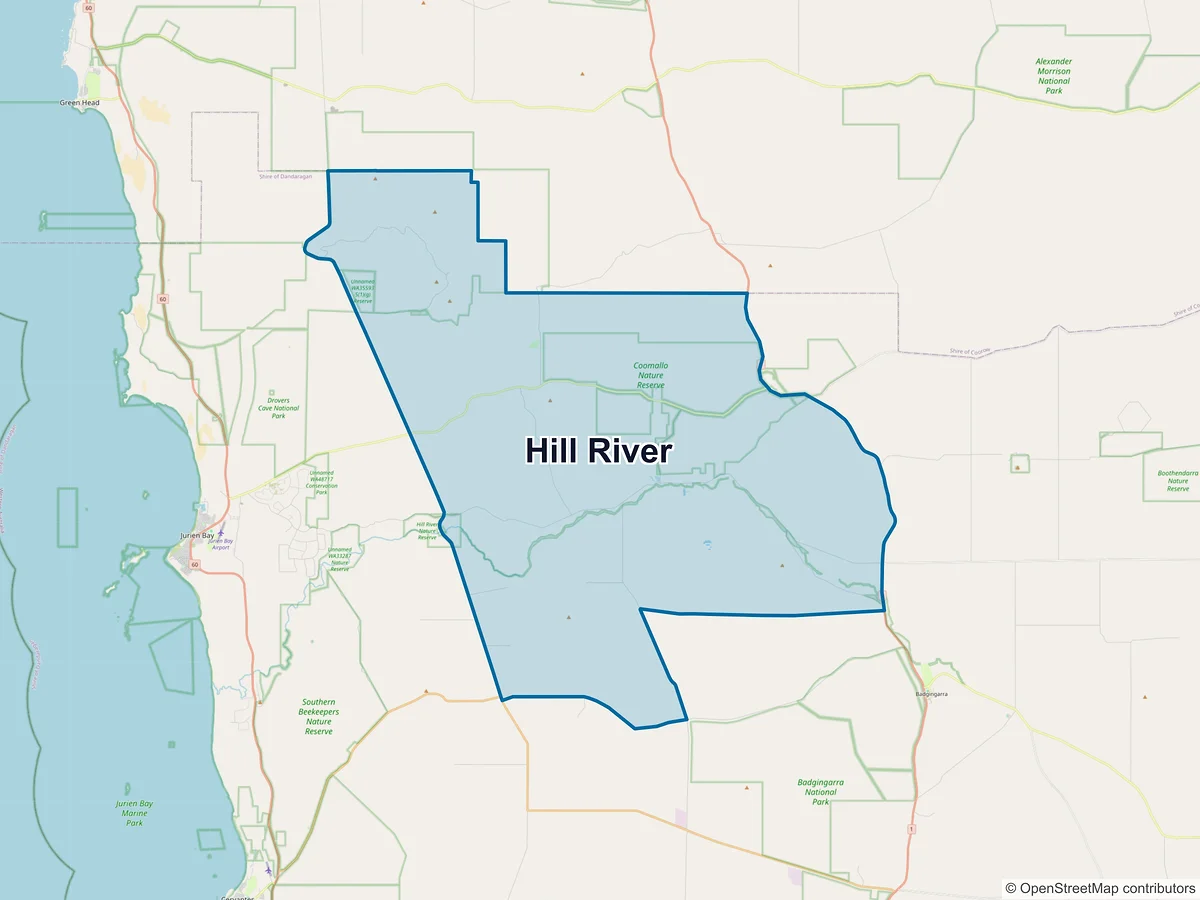 Map of Hill River, WA, Australia