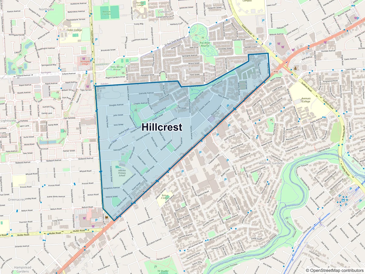 Map of Hillcrest, SA, Australia