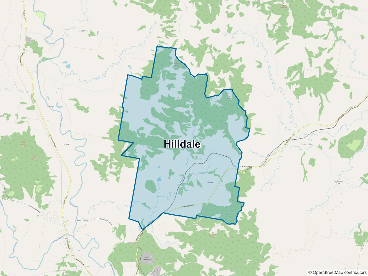 Map of Hilldale, NSW, Australia