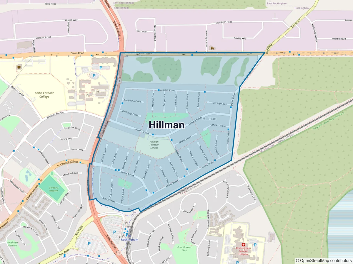 Map of Hillman, WA, Australia