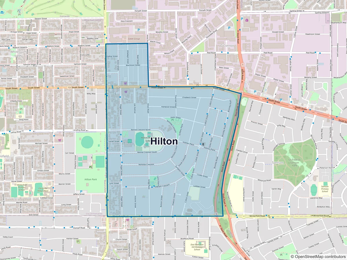 Map of Hilton, WA, Australia