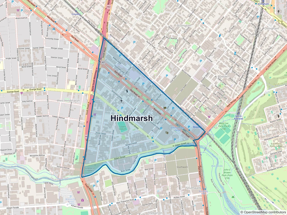 Map of Hindmarsh, SA, Australia