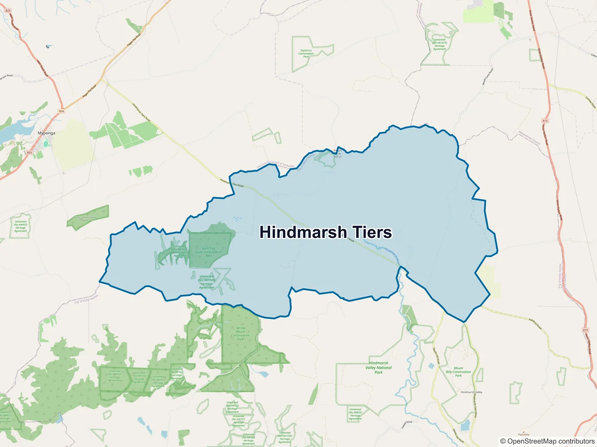 Map of Hindmarsh Tiers, SA, Australia