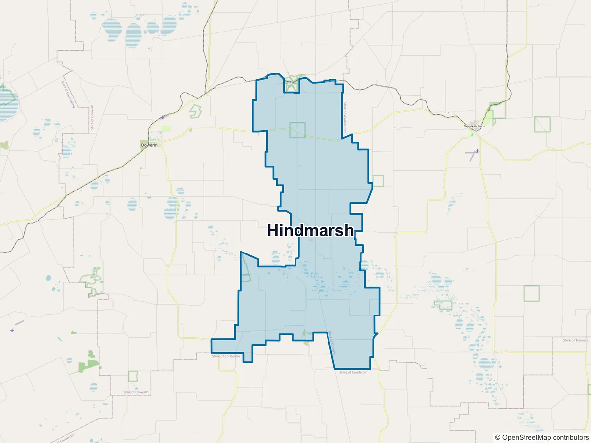 Map of Hindmarsh, WA, Australia