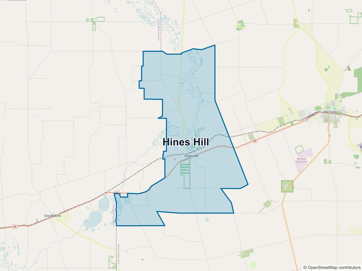 Map of Hines Hill, WA, Australia