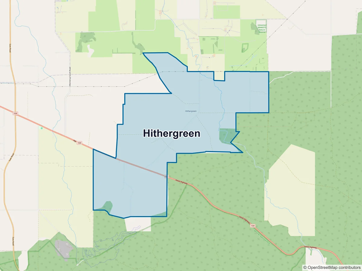 Map of Hithergreen, WA, Australia