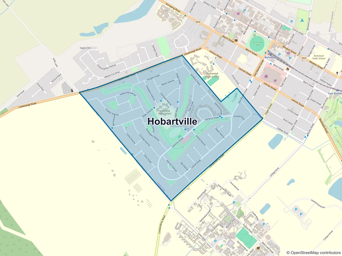 Map of Hobartville, NSW, Australia