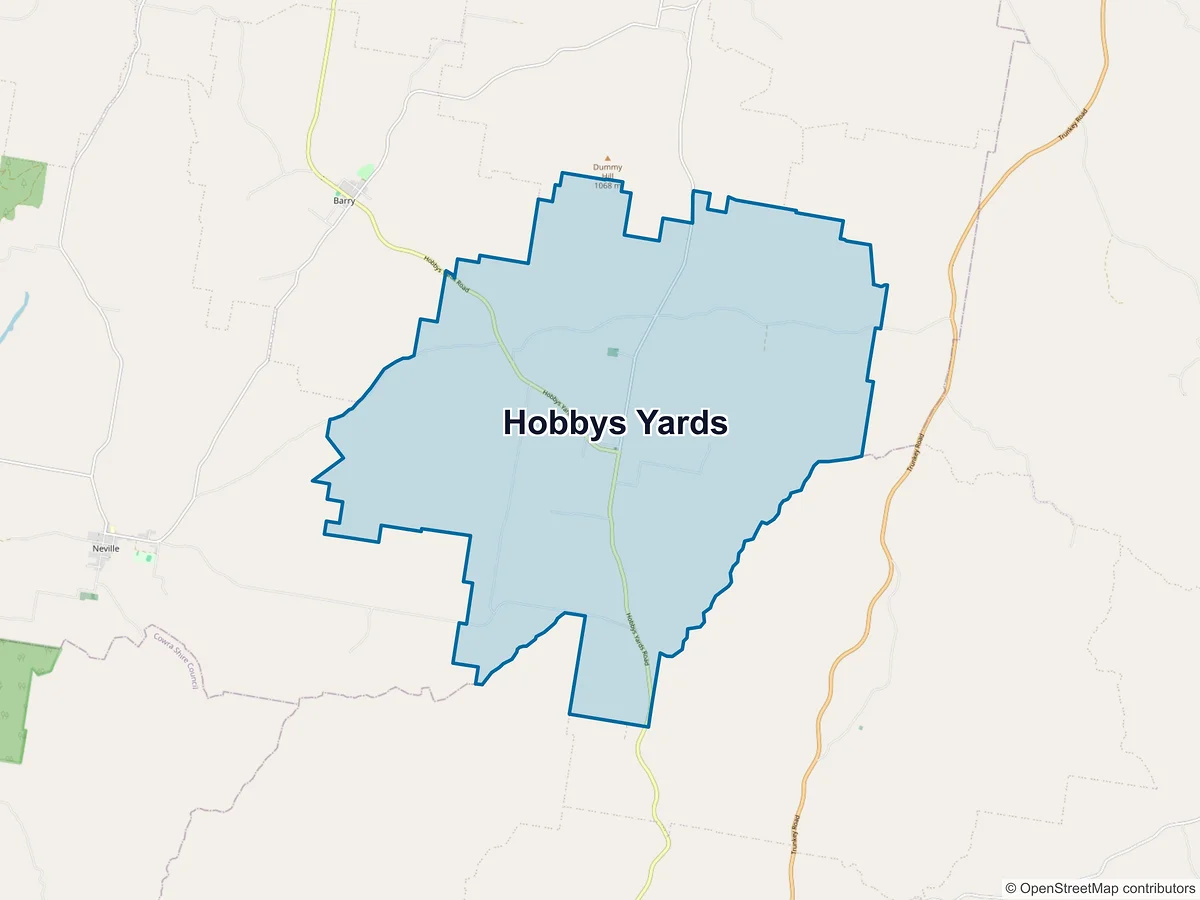 Map of Hobbys Yards, NSW, Australia
