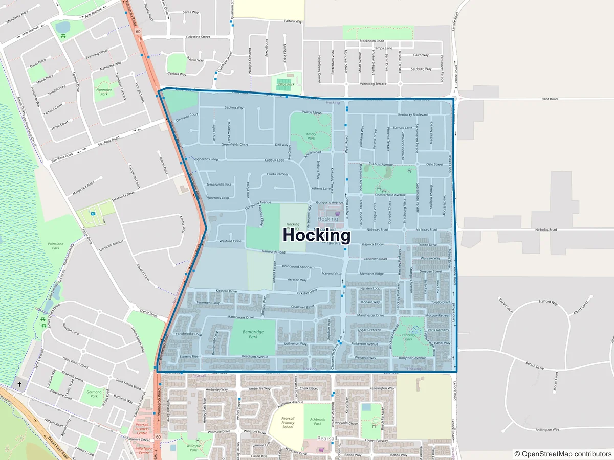 Map of Hocking, WA, Australia
