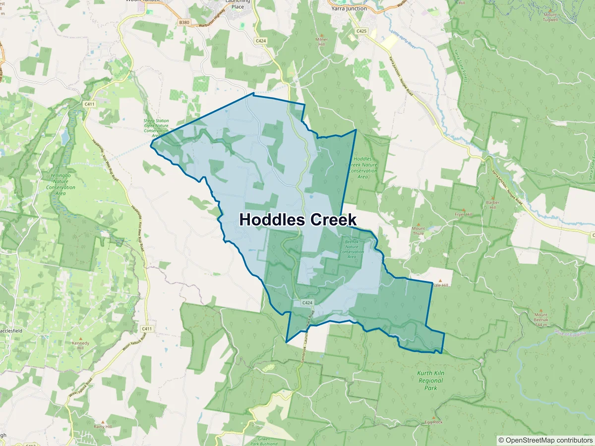 Map of Hoddles Creek, VIC, Australia