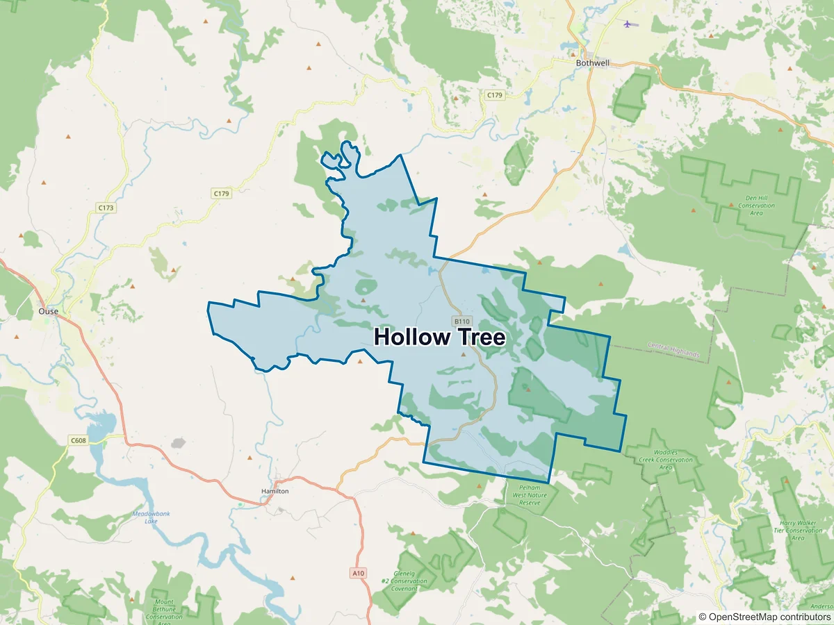 Map of Hollow Tree, TAS, Australia