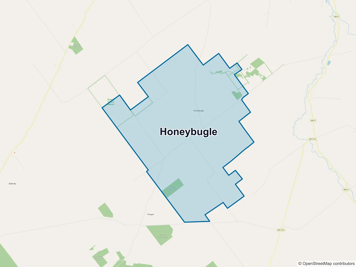 Map of Honeybugle, NSW, Australia