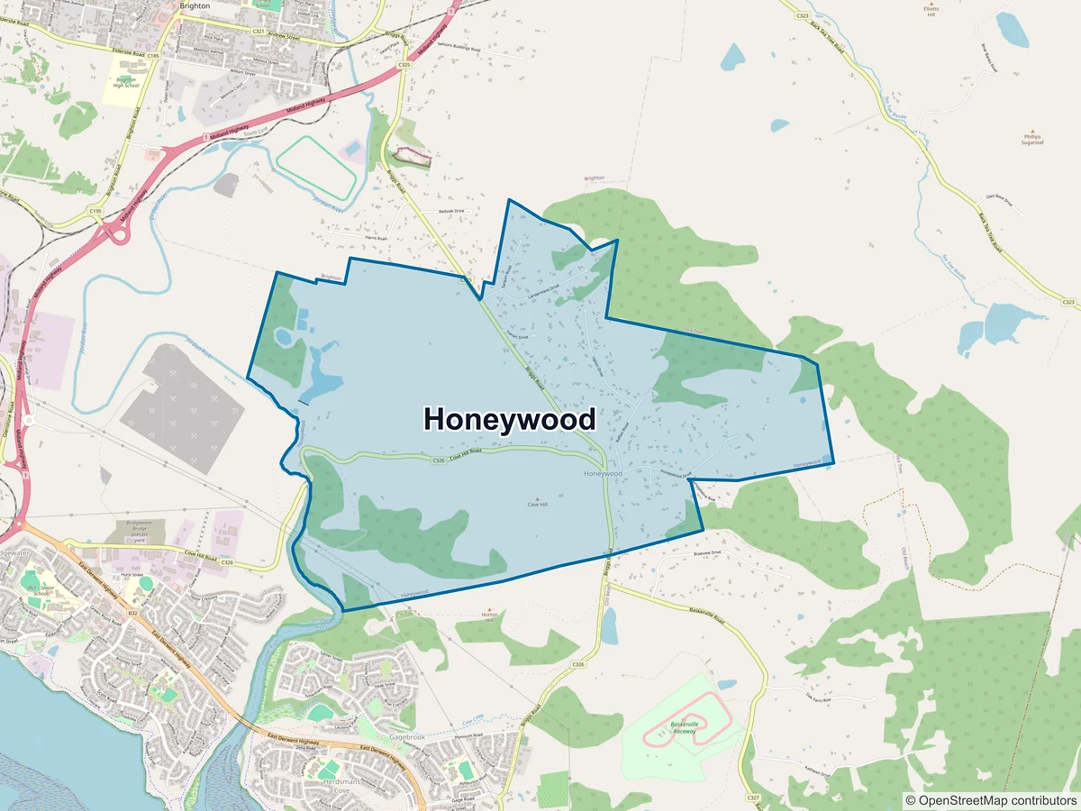 Map of Honeywood, TAS, Australia