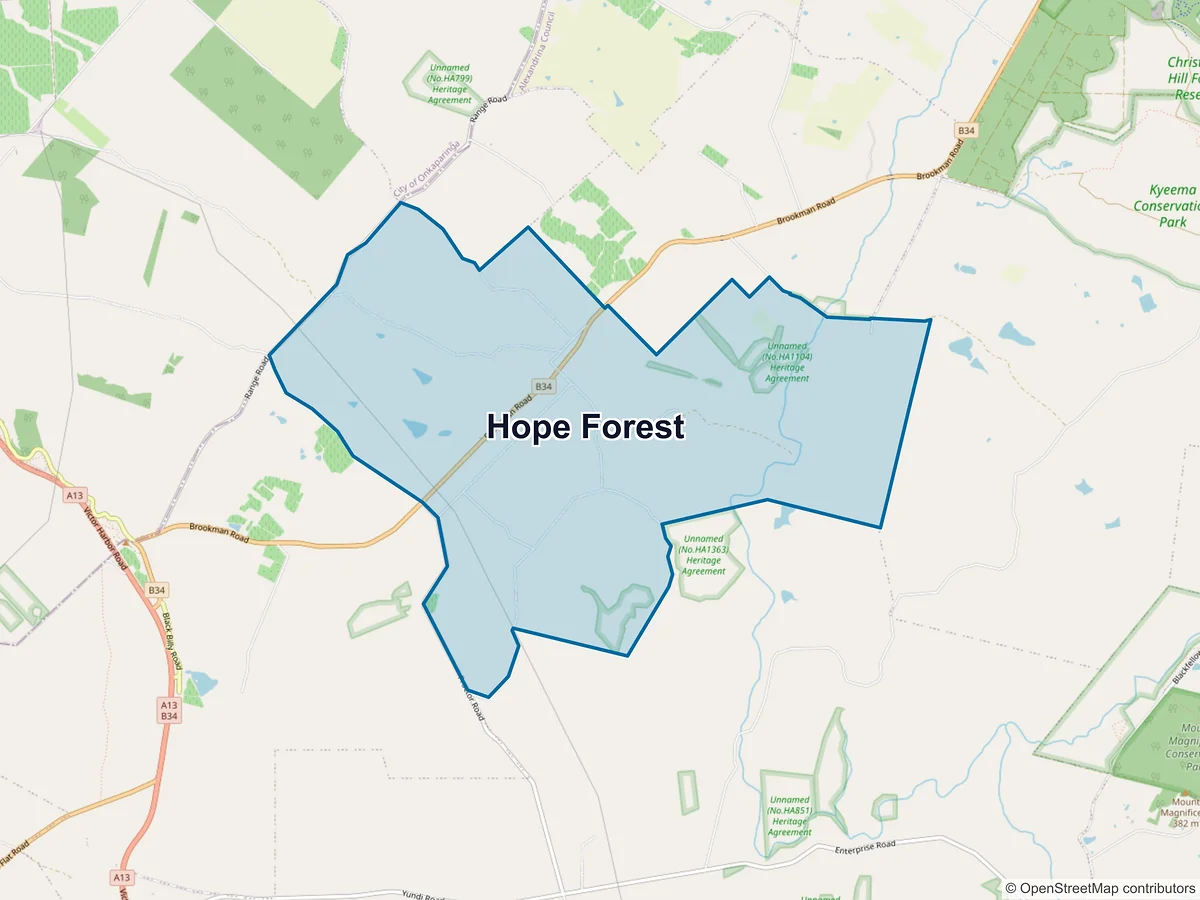 Map of Hope Forest, SA, Australia