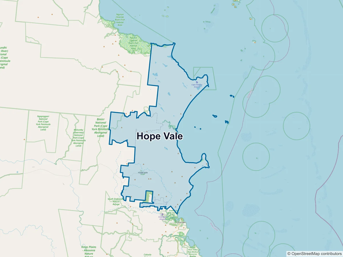 Map of Hope Vale, QLD, Australia