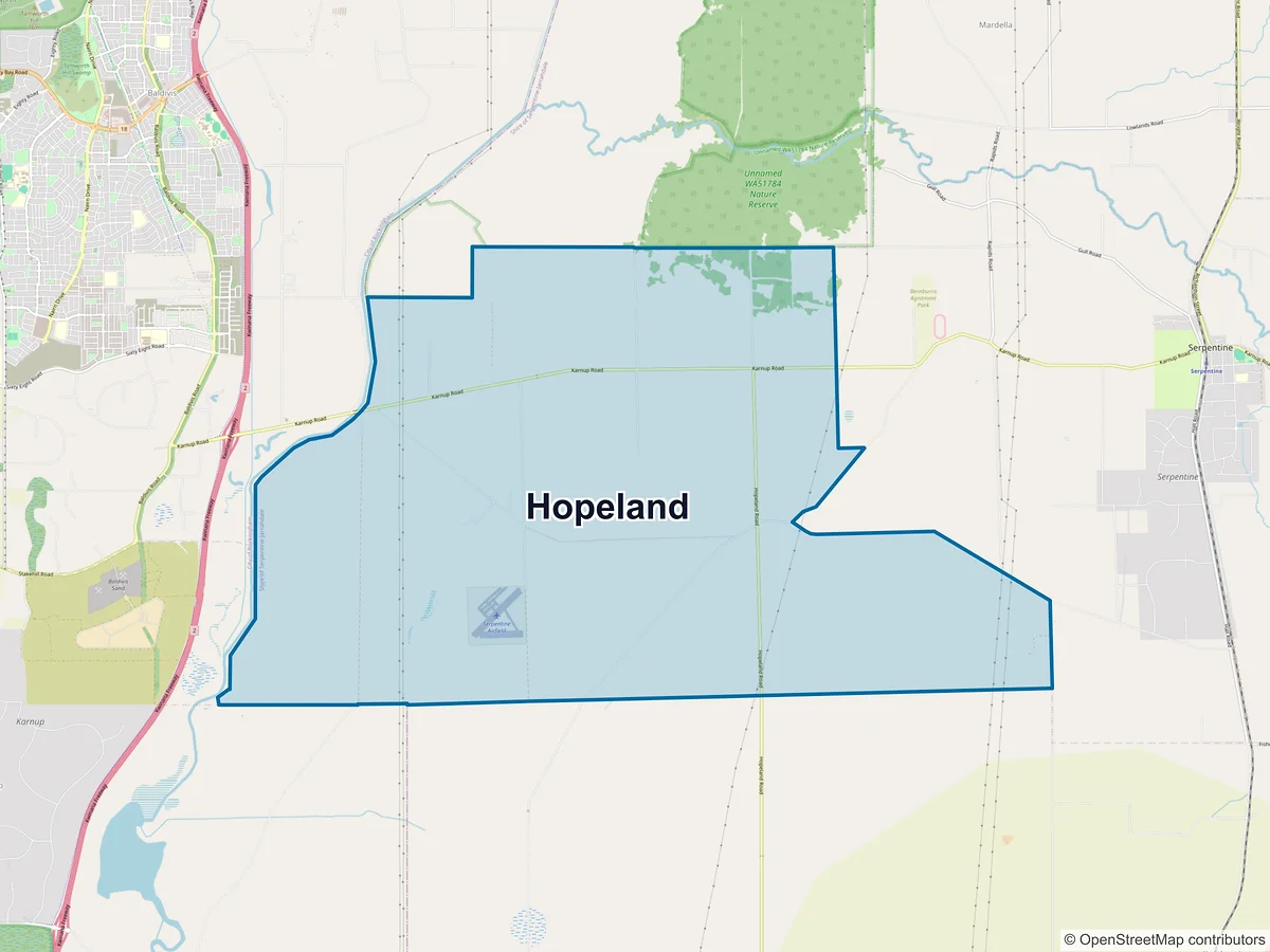 Map of Hopeland, WA, Australia