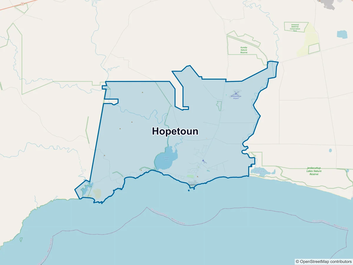 Map of Hopetoun, WA, Australia