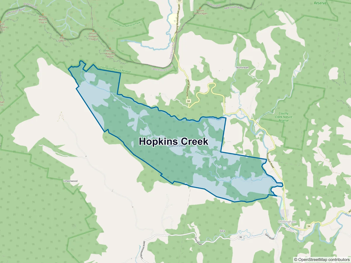 Map of Hopkins Creek, NSW, Australia