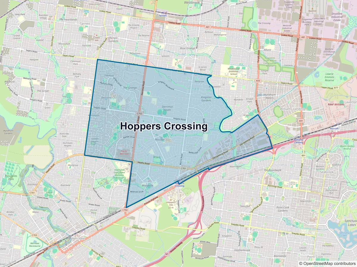 Map of Hoppers Crossing, VIC, Australia