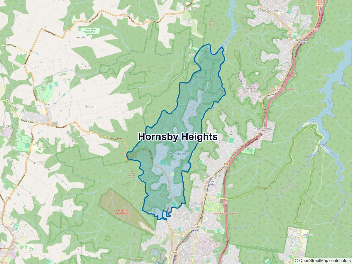 Map of Hornsby Heights, NSW, Australia