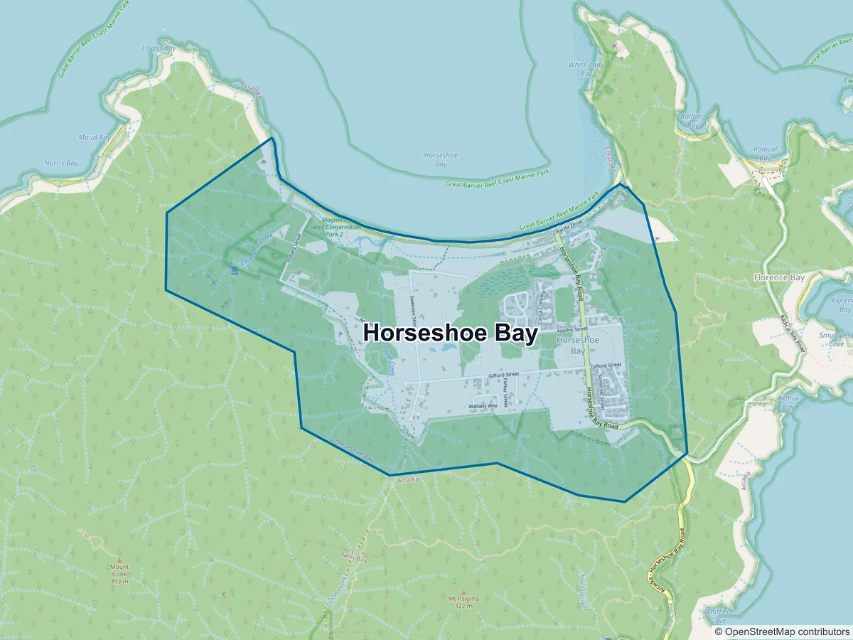 Map of Horseshoe Bay, QLD, Australia