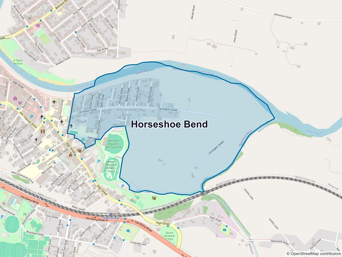 Map of Horseshoe Bend, NSW, Australia