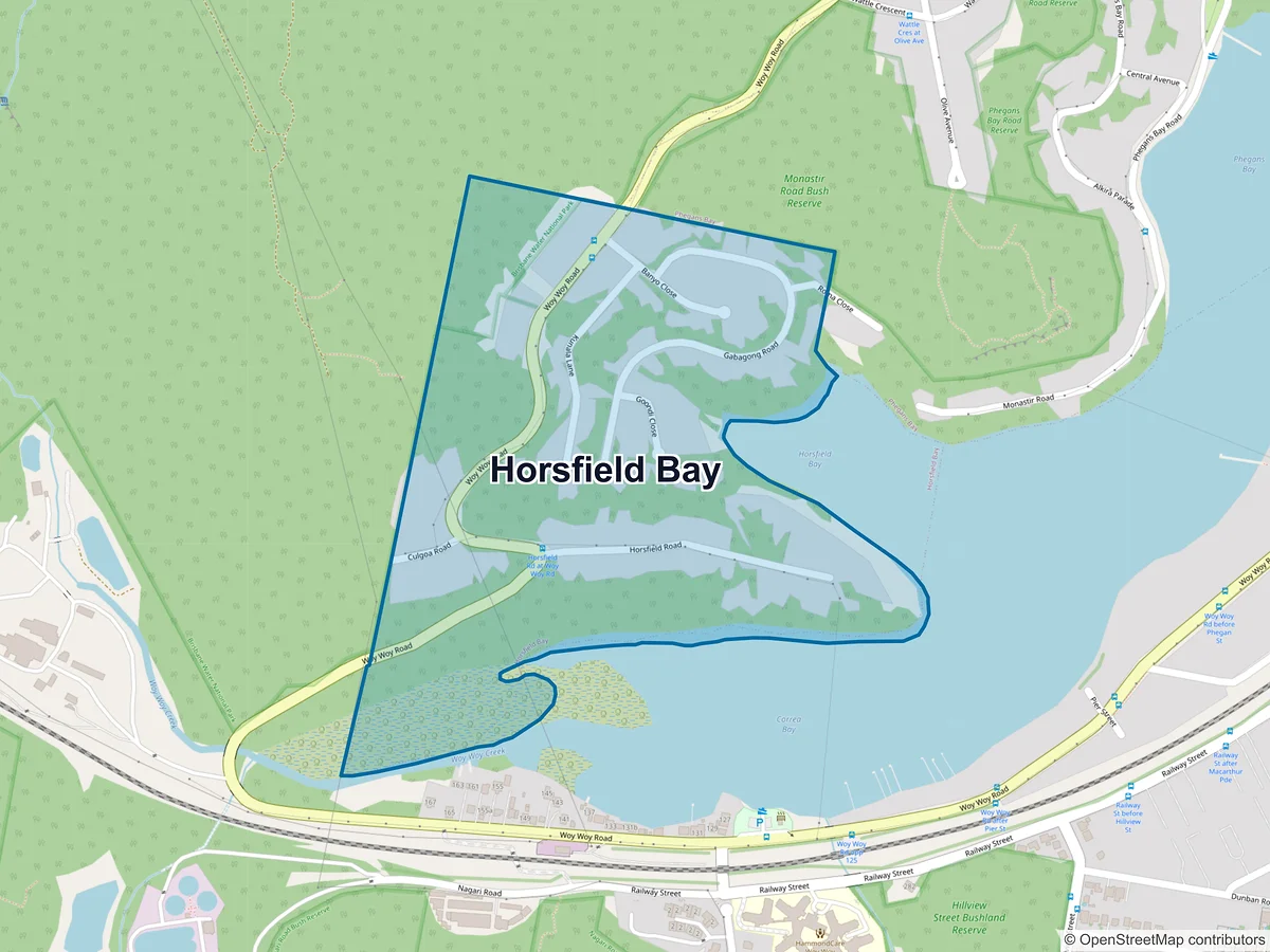 Map of Horsfield Bay, NSW, Australia