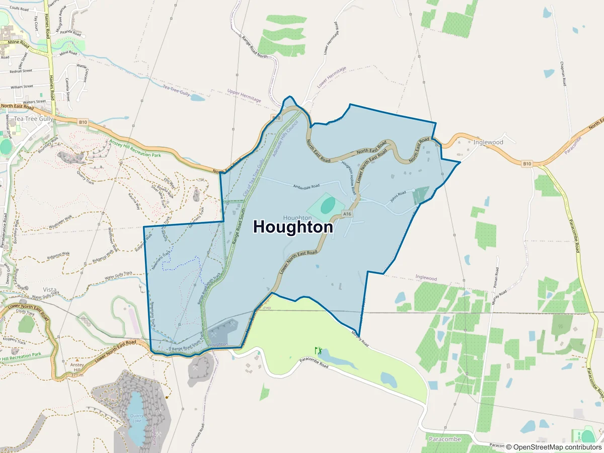 Map of Houghton, SA, Australia