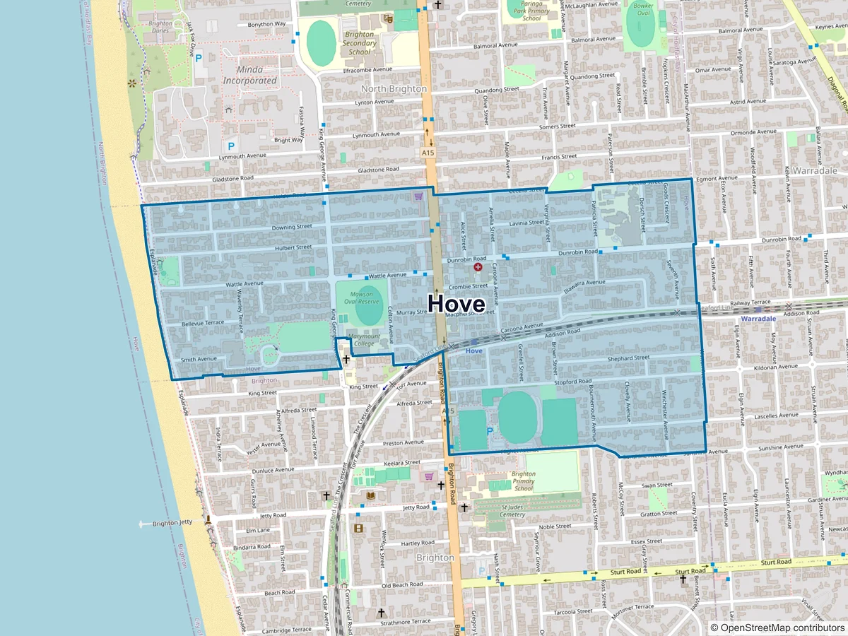 Map of Hove, SA, Australia