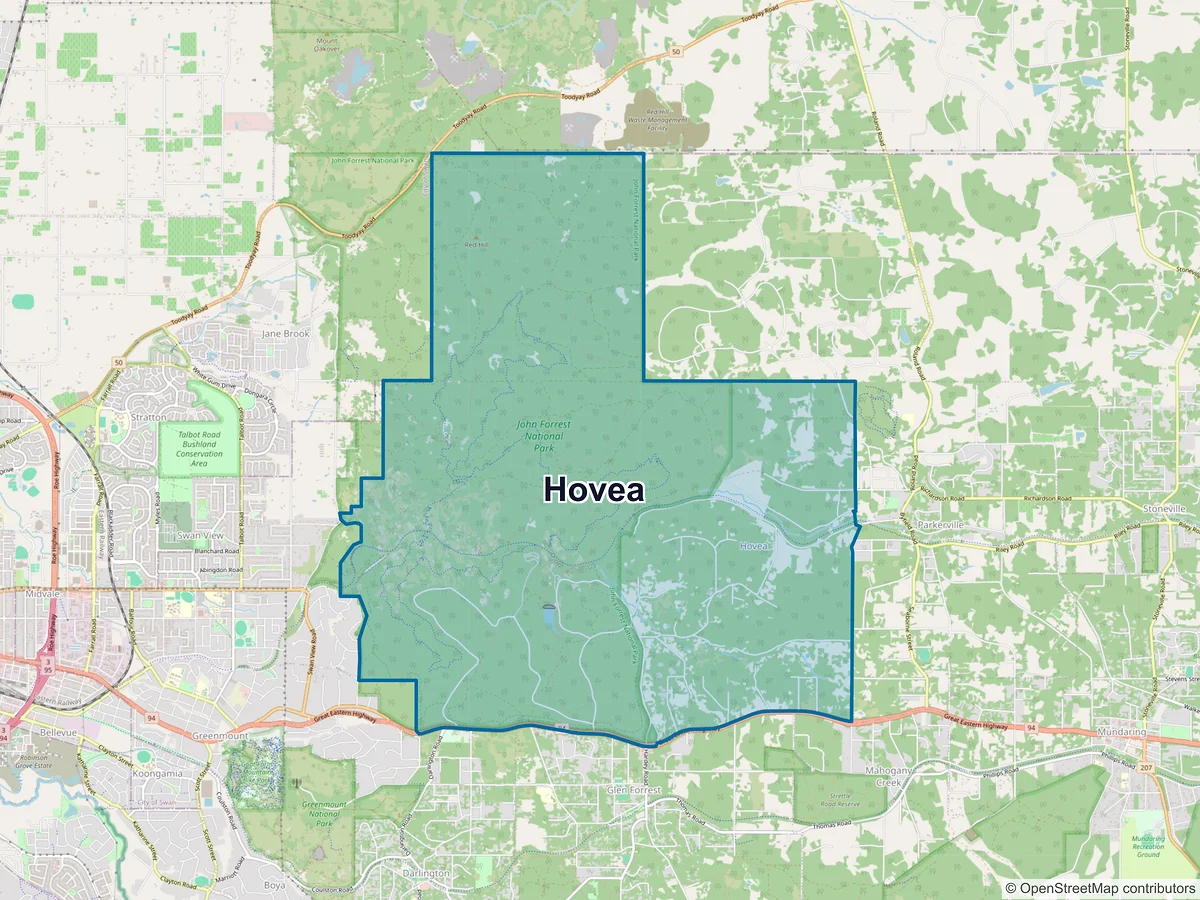 Map of Hovea, WA, Australia