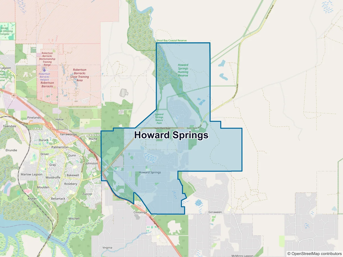 Map of Howard Springs, NT, Australia