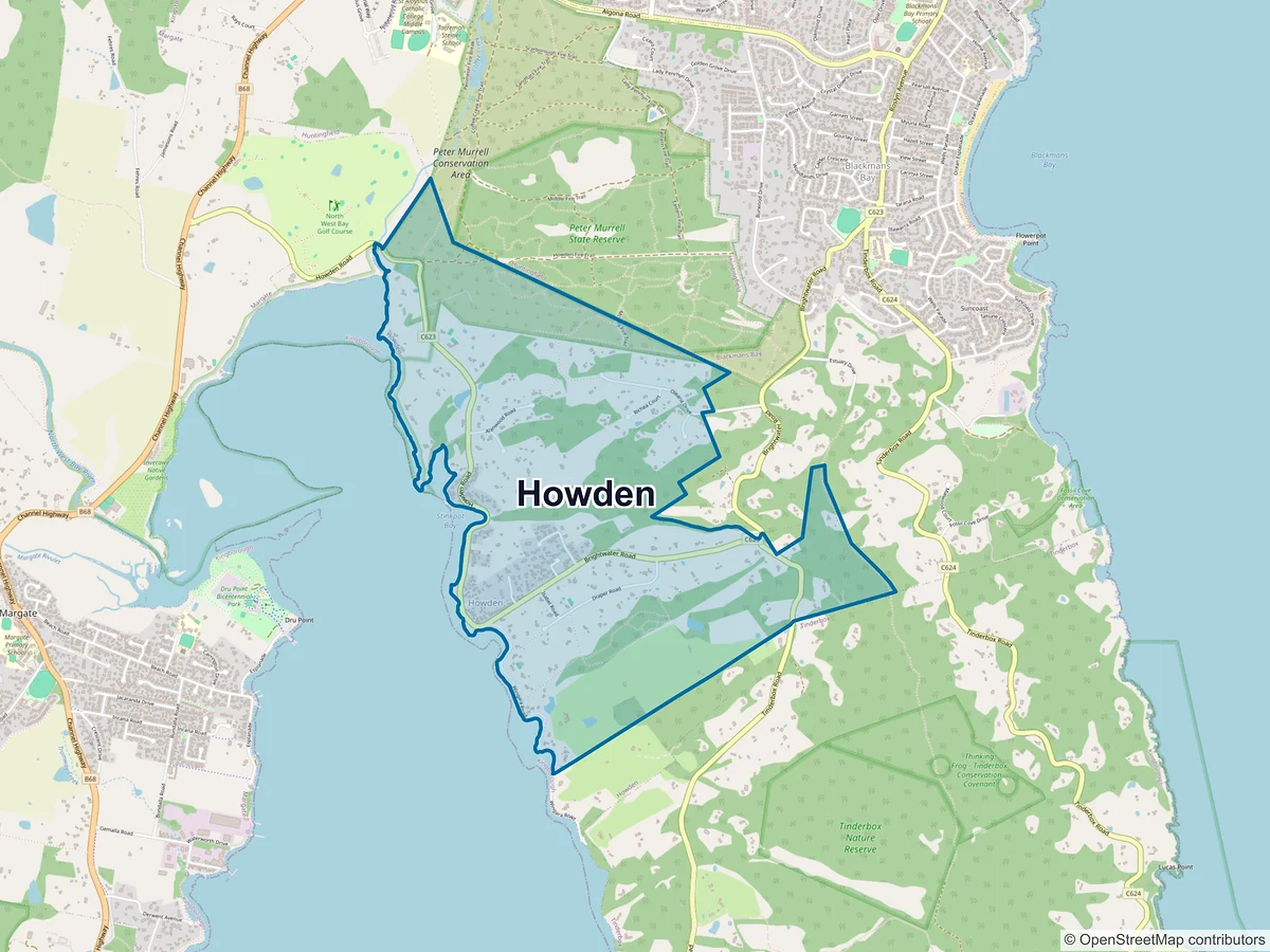 Map of Howden, TAS, Australia